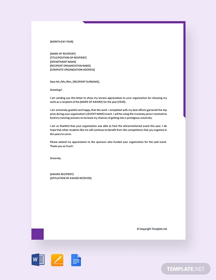 Appreciation Letter Templates - Google Docs, MS Word ...