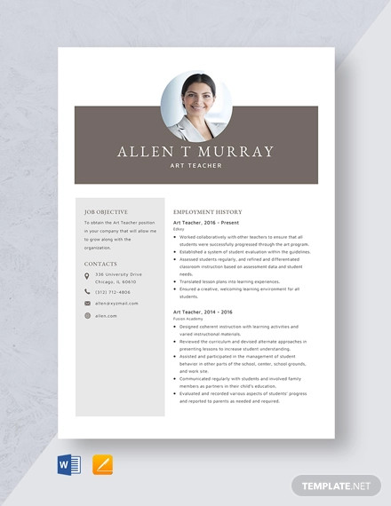 teacher resume template free download