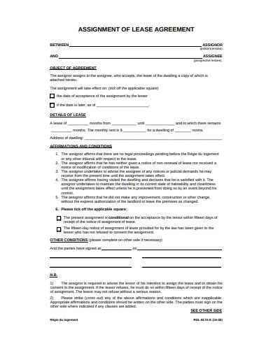 assignment of lease agreement