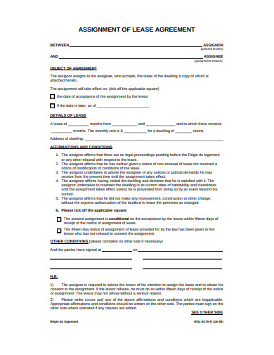 assignment agreement template canada