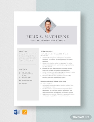 assistant construction manager resume template