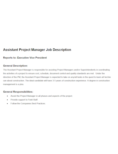 10+ Assistant Manager Job Description Templates - Google Docs, Word ...