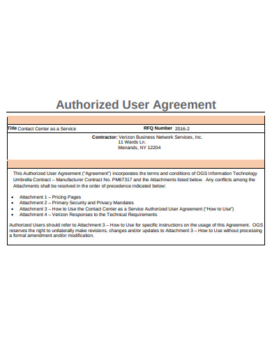 authorised agreement template