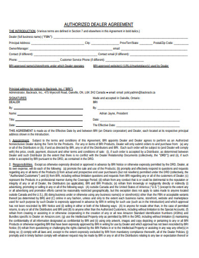 authorised dealer agreement in pdf