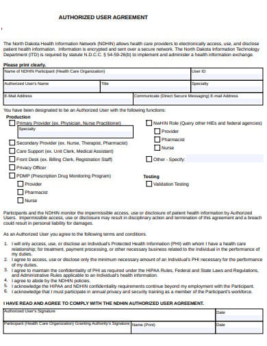 authorised user agreement template
