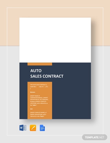 auto service sales contract format