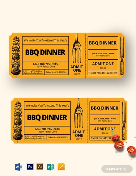 bbq dinner ticket template