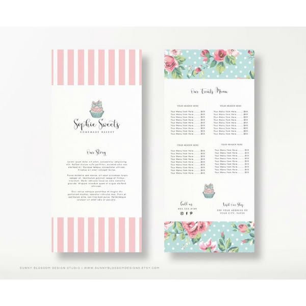 bakery menu rack card template