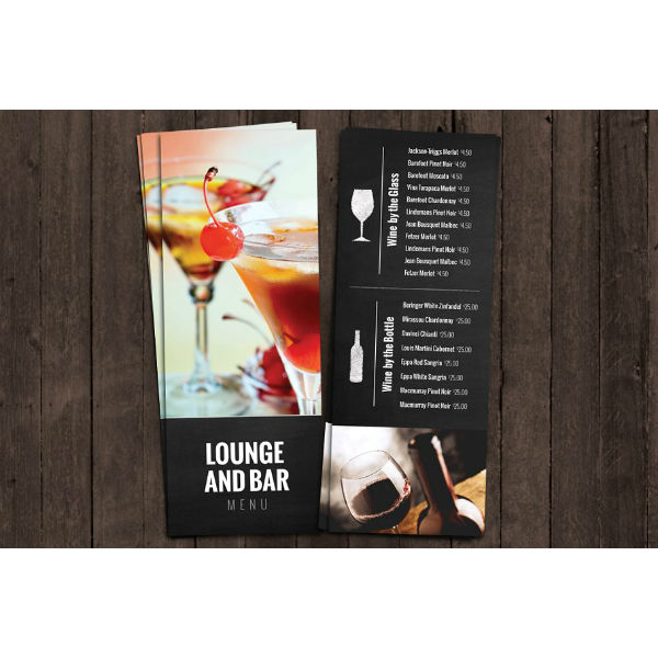 bar and lounge drink menu sample
