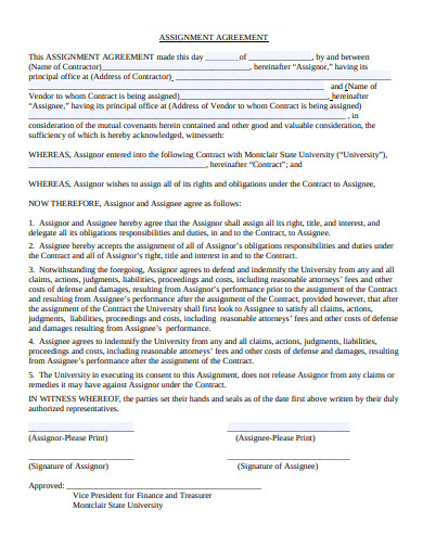 assignment agreement template canada