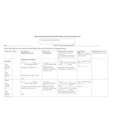 basic-daily-menu-production-worksheet-template