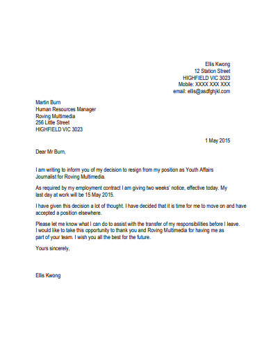 11+ Employment Resignation Letter Templates In Word 