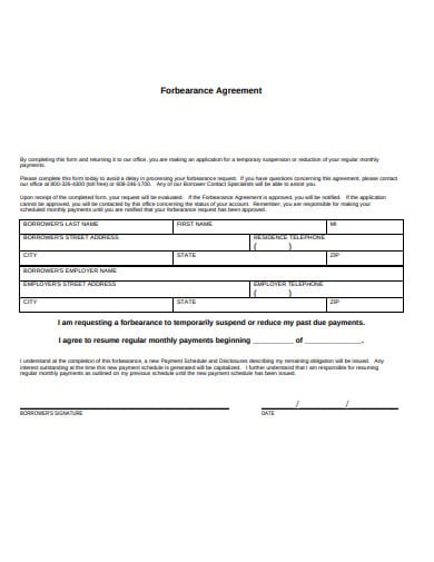 basic forbearance agreement format