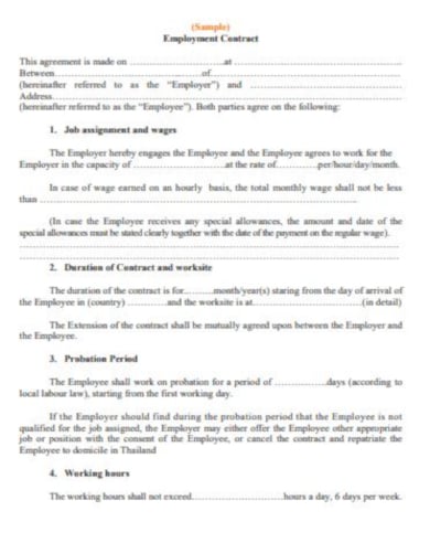basic job contract template