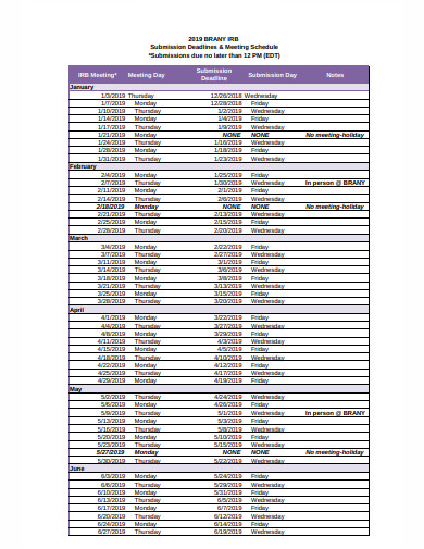 basic meeting schedule in pdf