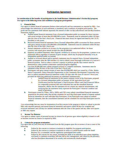 basic participation agreement format