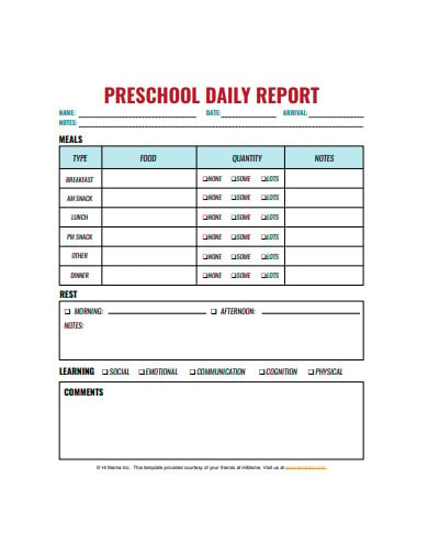 basic-preschool-daily-report-template