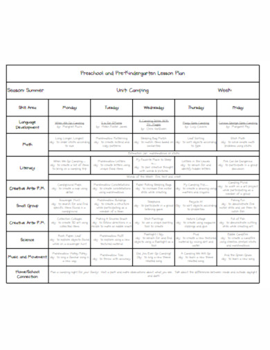 12+ Preschool Weekly Lesson Plan Templates in PDF | DOC