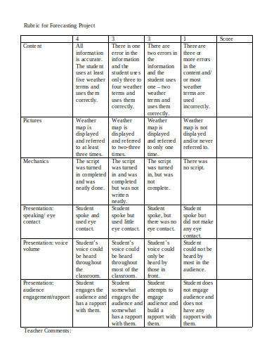 basic project forecast template