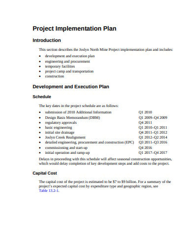 basic project implementation plan