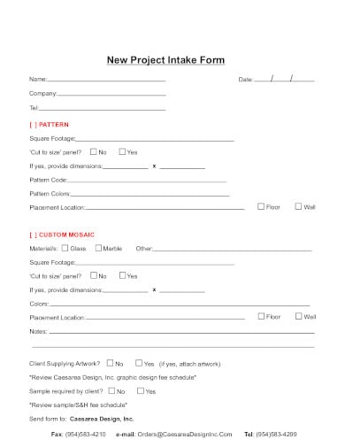 basic project intake form template