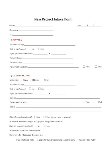 basic project intake form template