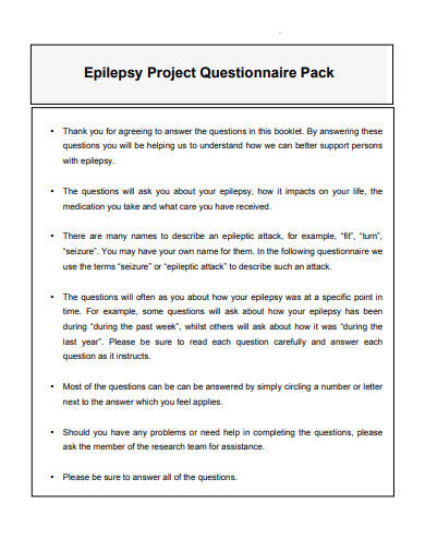 basic project questionnaire template