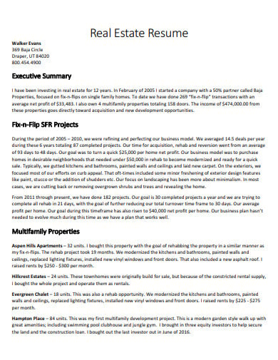 6+ FREE Real Estate Resume Templates in Word  Pages  PDF