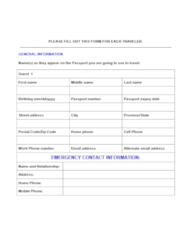 basic travel agency form template