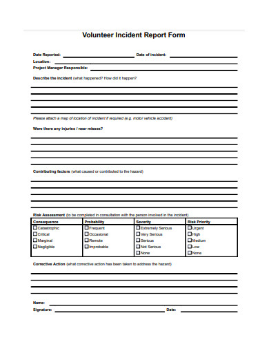 basic volunteer incident report format