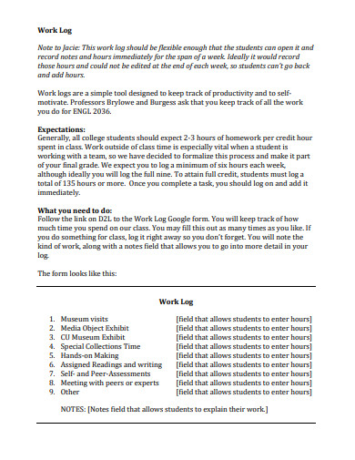 15+ Work Log Templates - Word, Pages, PDF