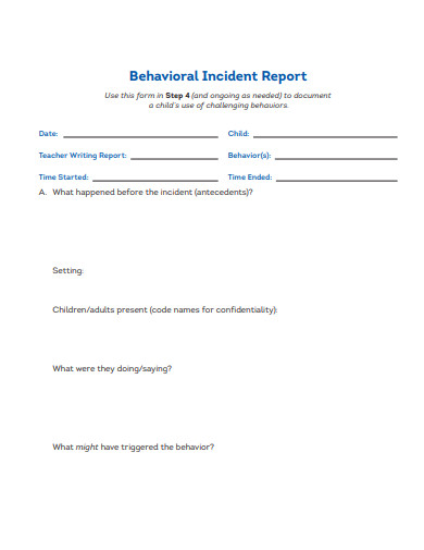 15+ Behavior Incident Report Templates - Google Docs, Word, Pages, PDF