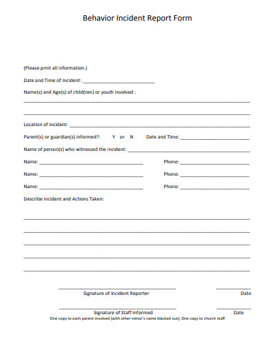 15+ Behavior Incident Report Templates - Google Docs, Word, Pages, PDF