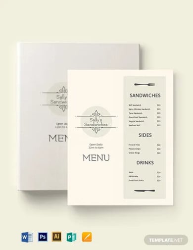 blank sandwich sub menu template