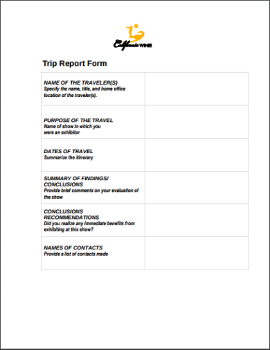 blank trip report template