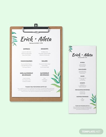 blank-wedding-menu-template