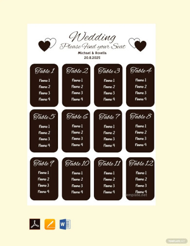 blank wedding seating chart template