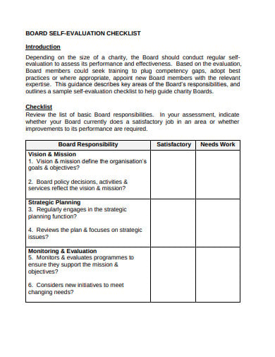 board-self-evaluation-checklist-example