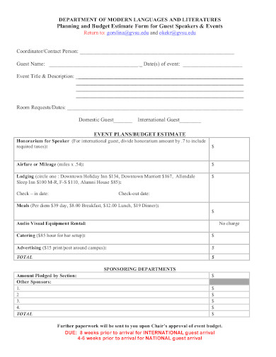 budget estimate form template