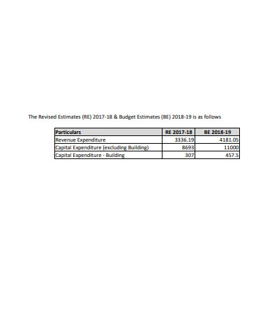 budget estimate format in pdf