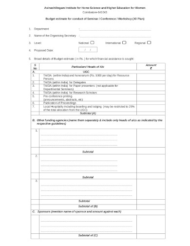 budget estimate template