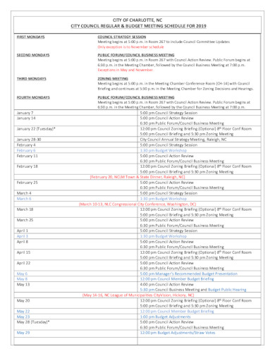 budget meeting schedule in pdf