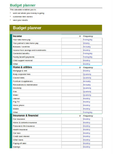 budget planner template