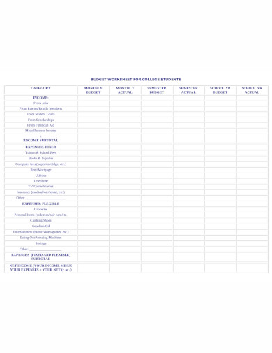 20+ College Budget Worksheet Templates in Google Docs | Google Sheets