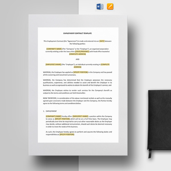 business employee recruitment contract format