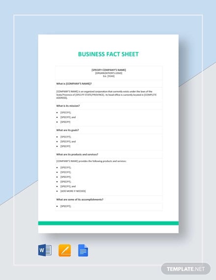 business-fact-sheet-template