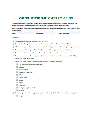 12+ Resignation Checklist Templates In Google Docs 