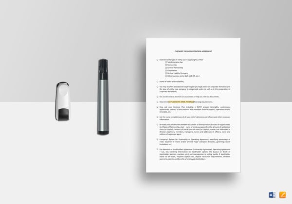 checklist-pre-incorporation-agreement-template