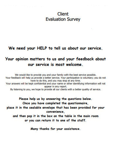 client service evaluation survey