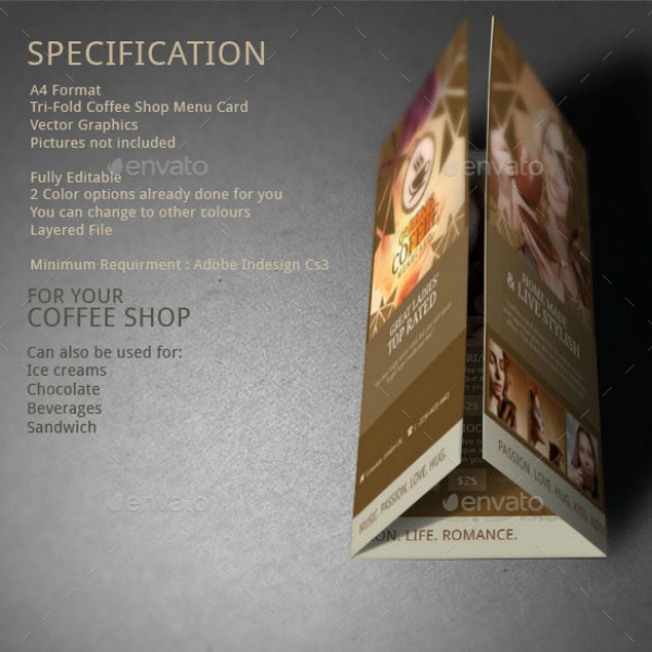coffee bistro menu card format